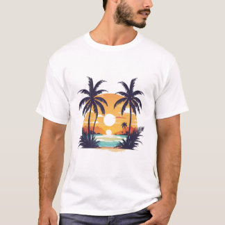 Summer vintage T-Shirt beach with coconut trees