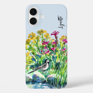 Summer, wagtail, wild flowers iPhone 16 plus case