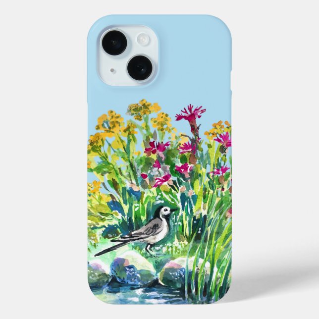 Summer, wagtail, wild flowers Case-Mate iPhone case (Back)