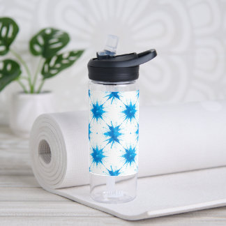 Summer Water Bottle of Fresh Geometric Blue Splash