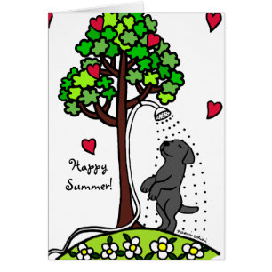 Summer Water Fun Black Labrador Cartoon