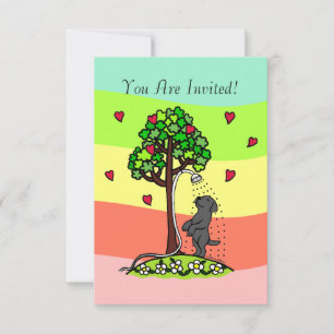 Summer Water Fun Black Labrador Cartoon Invitation