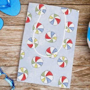 Summer Watercolor Beach Balls Pattern Medium Gift Bag