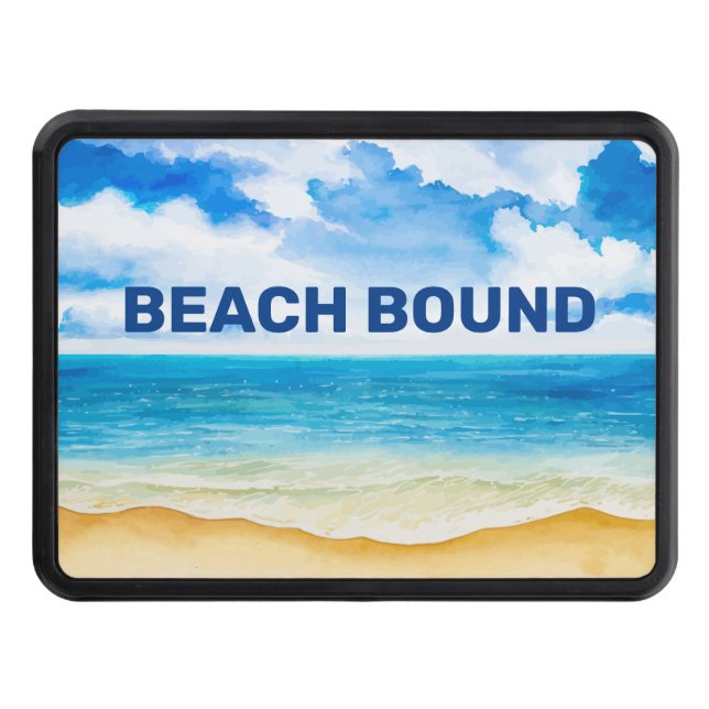 Summer Watercolor Beach Trailer Hitch Cover (Front)
