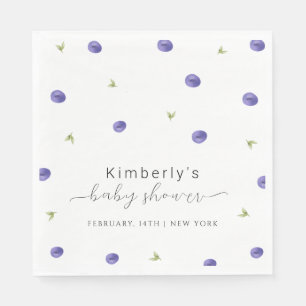 Summer Watercolor Blueberry Farm Baby Shower  Napkin