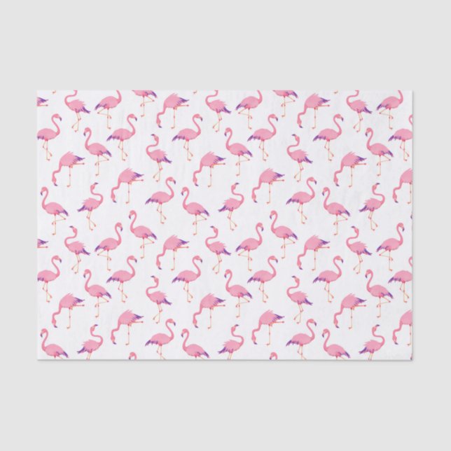 Summer Watercolor Bright Pink Flamingo Pattern Tissue Paper (Front)