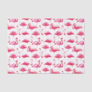 Summer Watercolor Bright Pink Flamingo Pattern Tissue Paper