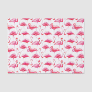 Summer Watercolor Bright Pink Flamingo Pattern Tissue Paper