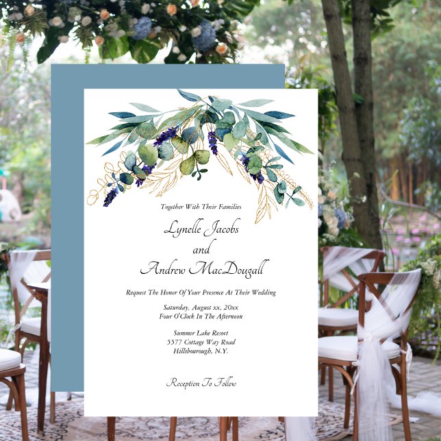 Summer Watercolor Eucalyptus Blue Green Wedding Invitation (Summer Watercolor Eucalyptus Blue Green Wedding Invitation)