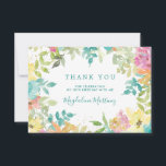 Summer Watercolor Floral 18th Birthday Thank You Card<br><div class="desc">A beautiful and elegant thank you card designed especially for a 18th birthday. It features a modern floral frame of turquoise blue,  pink,  and yellow flowers nestled in sage green foliage.  Four lines are provided for a customized thank you and the birthday woman's name.</div>