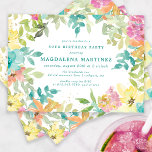 Summer Watercolor Floral 50th Birthday Party Invitation<br><div class="desc">New for Summer 2024. Modern and colourful summer floral watercolor features pink, turquoise blue, yellow and orange flowers. They form rustic, boho chic, botanical frame around your birthday party details. This item is part of the Summer Watercolor Floral collection. It contains professionally designed invitation templates, welcome signs and party decorations....</div>