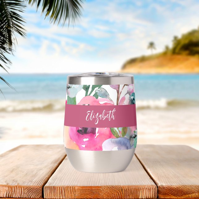 Summer Watercolor Floral Monogram Name (Beach (Rotated))