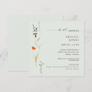 Summer Watercolor Floral Sage Bridal Shower Invitation