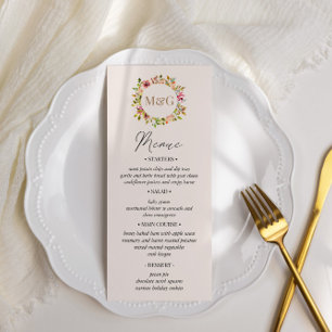 Summer Watercolor Garden Floral Wedding Menu Card