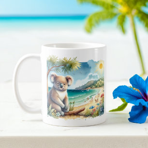 Summer Watercolor Koala on the beach Coffee Mug
