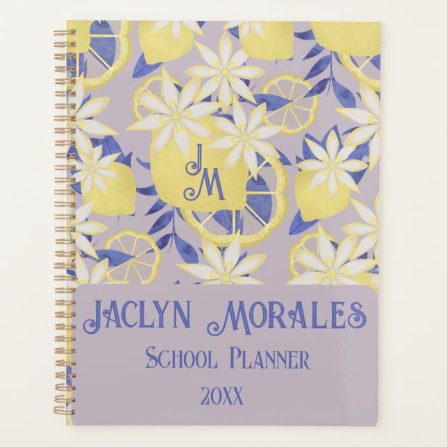 Summer Watercolor Lavender Lemon Floral Planner (Front)