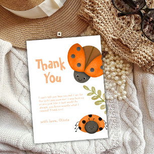 Summer Watercolor Little Ladybug Baby Shower  Thank You Card