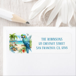 Summer Watercolor Parrot on the beach