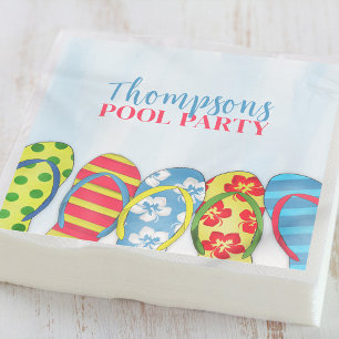 Summer Watercolor Pool Party Custom Napkin