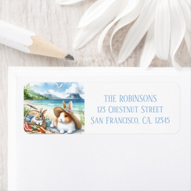 Summer Watercolor Rabbits on the beach (Insitu)