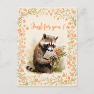 Summer Watercolor Raccoon - Just for you -  Postcard