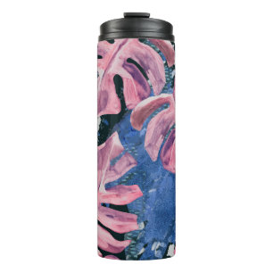 Summer Watercolor Tropical Grunge Pattern Thermal Tumbler