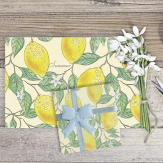 Summer Watercolor Vintage Lemons Pattern Decoupage Tissue Paper