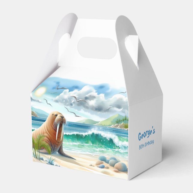 Summer Watercolor Walrus Favor Box (Front Side)