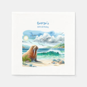 Summer Watercolor Walrus Napkin