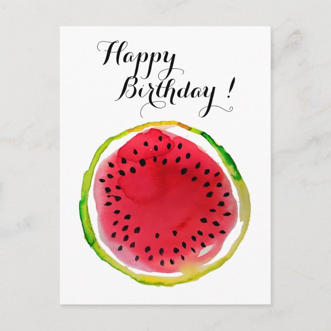 Summer Watercolor Watermelon Postcard (Front)