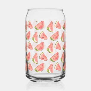 Summer Watercolor Watermelon Slices Can Glass