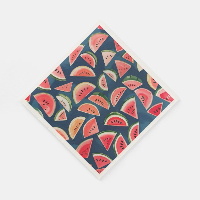 Summer Watercolor Watermelon Slices Patten Napkin (Corner)