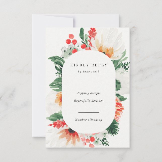 summer watercolor wildflowers Vertical RSVP Card (Front)