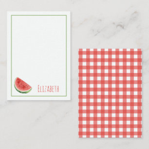 Summer Watermelon and Red Gingham Plaid Card