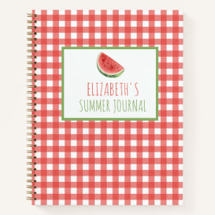 Summer Watermelon and Red Gingham Plaid Notebook