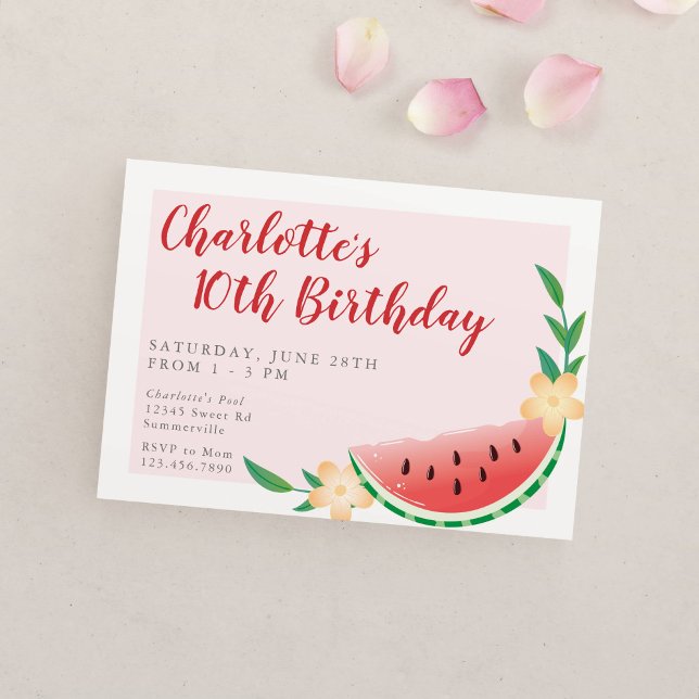 Summer Watermelon Birthday Pool Party Invitation (Creator Uploaded)