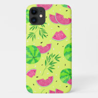 Summer Watermelon Branches Bright Tropical Pattern