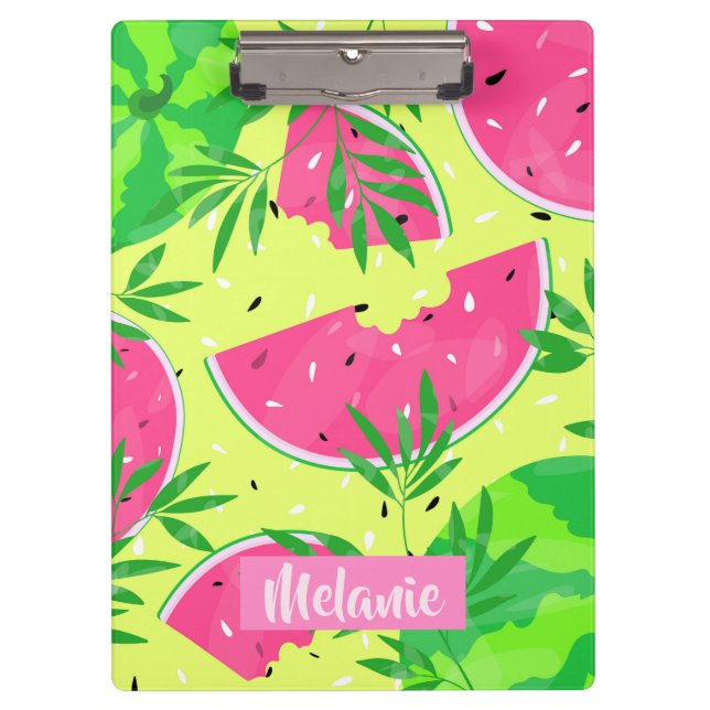 Summer Watermelon Branches Tropical Personalized Clipboard (Front)