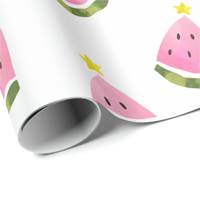 Summer Watermelon Christmas Xmas Tree Wrapping Wrapping Paper (Roll Corner)