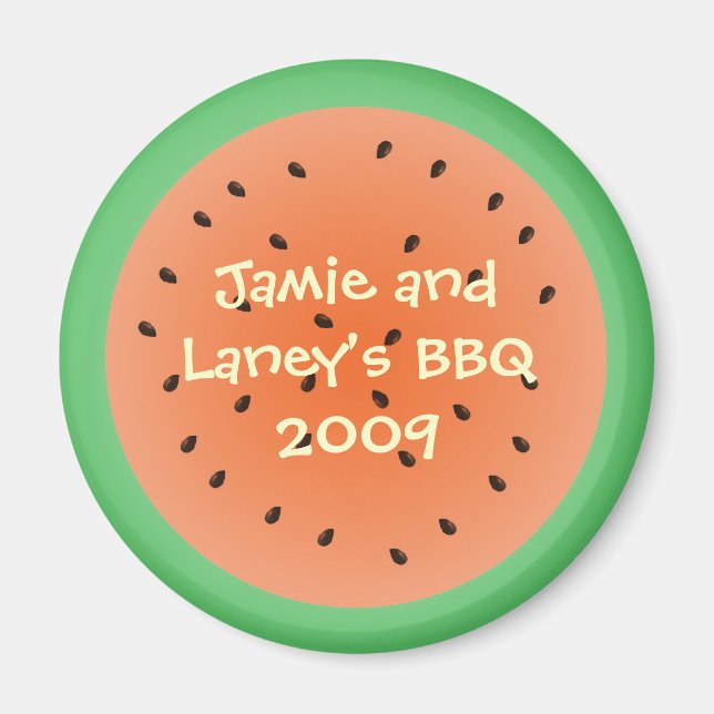 Summer watermelon circle magnet party favour (Front)
