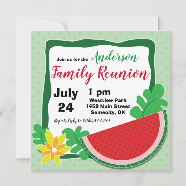 Summer Watermelon Family Reunion Invitations (Front)