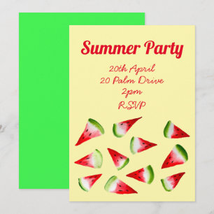Summer watermelon fruit garden party  invitation