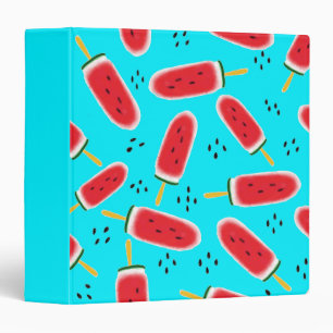 Summer watermelon isecream on blue background binder