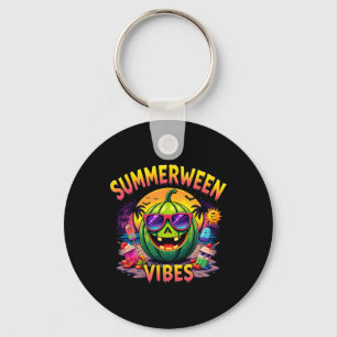 Summer Watermelon Jack-o-lantern Summerween Vibes Keychain