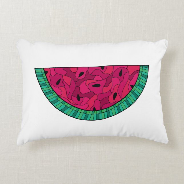 Summer Watermelon Mosaic Accent Pillow (Front)