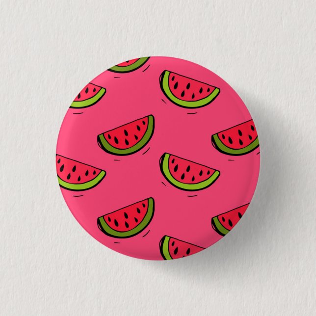 Summer Watermelon on Pink Pattern 1 Inch Round Button (Front)