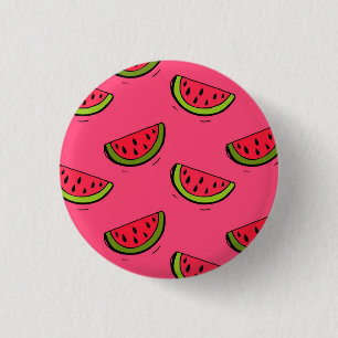 Summer Watermelon on Pink Pattern 1 Inch Round Button