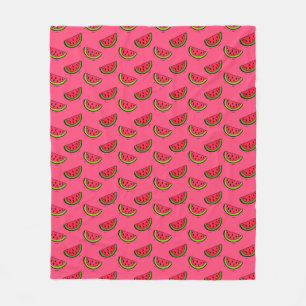 Summer Watermelon on Pink Pattern Fleece Blanket