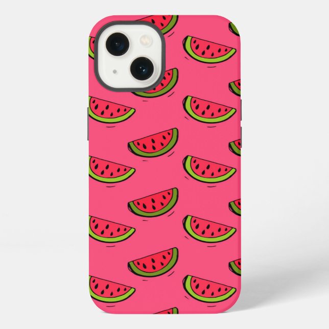 Summer Watermelon on Pink Pattern iPhone Case (Back)