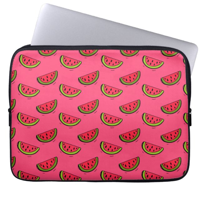 Summer Watermelon on Pink Pattern Laptop Sleeve (Front)